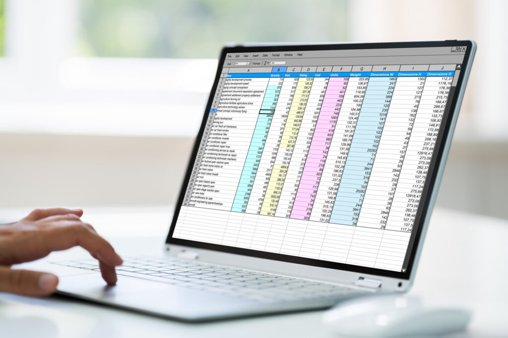 Laptop that shows a computer spreadsheet that contains the list of your customer